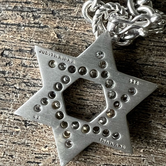Judith Ripka Jewish Star Sterling Silver Necklace Pendant - Picture 6 of 13
